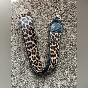 Reversible Leopard Print Black Grey Snake Skin Gold Hardware Guitar Purse Strap